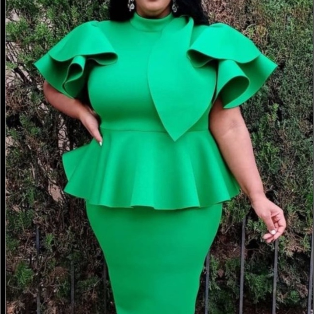 Elegant Green Peplum Skirt